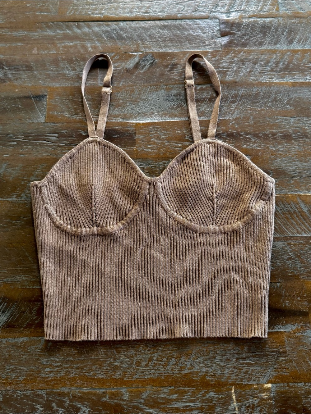 Say What? Brown Ribbed Bustier Crop Top